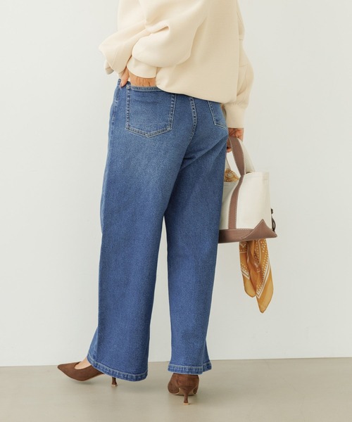 BAYFLOW（ベイフロー）の「[ウエストゴム・脚長効果抜群!!]ベーシックワイドデニム（デニムパンツ・レディース・サックスブルー/インディゴブルー・SMALL/MEDIUM/LARGE）」の15枚目の写真