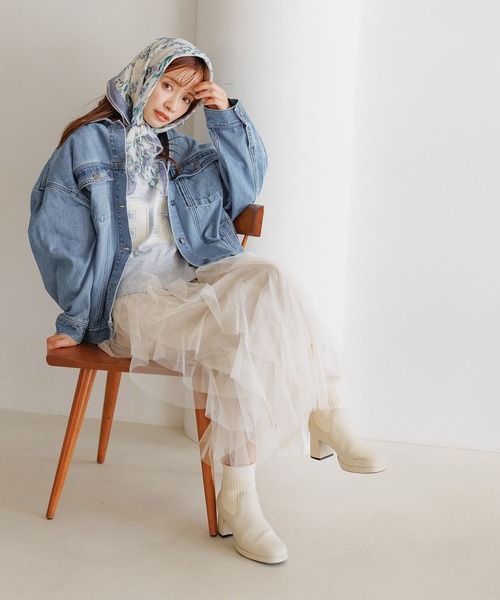 mysty woman（ミスティウーマン）の「フラワープリントスカーフ  292591（バンダナ/スカーフ・レディース・グリーン/パープル/ラベンダー・FREE）」の5枚目の写真