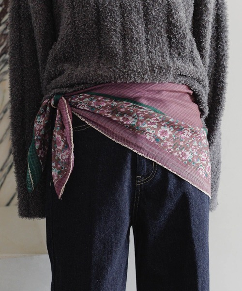 mysty woman（ミスティウーマン）の「フラワープリントスカーフ  292591（バンダナ/スカーフ・レディース・グリーン/パープル/ラベンダー・FREE）」の20枚目の写真