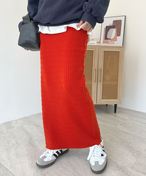 Futier land(フューティアランド)の「ニットタイトスカート(スカート・レディース・アイボリー/ブラック/イエロー/ライトグレー/レッド・FREE)」の5枚目の写真