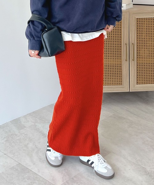 Futier land(フューティアランド)の「ニットタイトスカート(スカート・レディース・アイボリー/ブラック/イエロー/ライトグレー/レッド・FREE)」の19枚目の写真