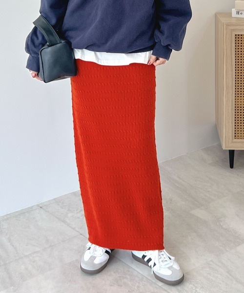 Futier land(フューティアランド)の「ニットタイトスカート(スカート・レディース・アイボリー/ブラック/イエロー/ライトグレー/レッド・FREE)」の22枚目の写真