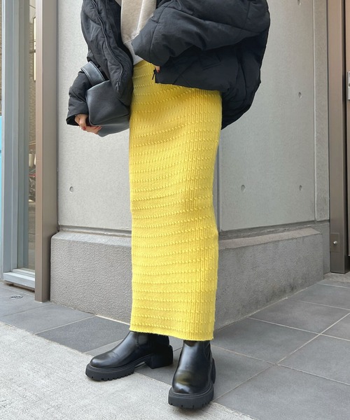 Futier land(フューティアランド)の「ニットタイトスカート(スカート・レディース・アイボリー/ブラック/イエロー/ライトグレー/レッド・FREE)」の13枚目の写真