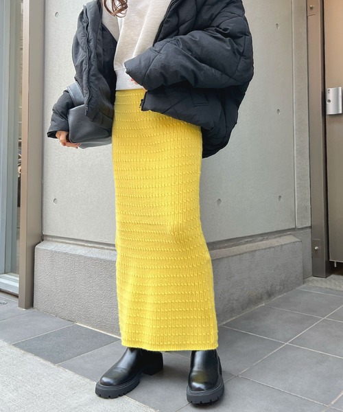 Futier land(フューティアランド)の「ニットタイトスカート(スカート・レディース・アイボリー/ブラック/イエロー/ライトグレー/レッド・FREE)」の15枚目の写真