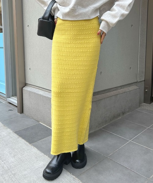 Futier land(フューティアランド)の「ニットタイトスカート(スカート・レディース・アイボリー/ブラック/イエロー/ライトグレー/レッド・FREE)」の16枚目の写真