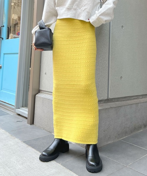 Futier land(フューティアランド)の「ニットタイトスカート(スカート・レディース・アイボリー/ブラック/イエロー/ライトグレー/レッド・FREE)」の17枚目の写真