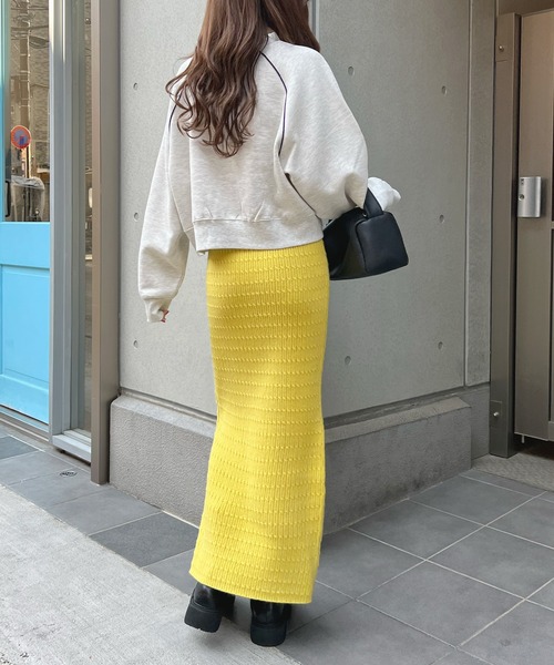 Futier land(フューティアランド)の「ニットタイトスカート(スカート・レディース・アイボリー/ブラック/イエロー/ライトグレー/レッド・FREE)」の7枚目の写真
