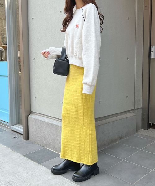 Futier land(フューティアランド)の「ニットタイトスカート(スカート・レディース・アイボリー/ブラック/イエロー/ライトグレー/レッド・FREE)」の8枚目の写真