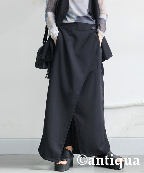 antiqua(アンティカ)の「スリットデザインスカート(スカート・レディース・グレー/ブラック・ONESIZE)」の5枚目の写真