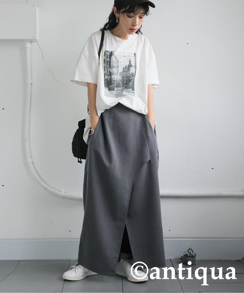 antiqua(アンティカ)の「スリットデザインスカート(スカート・レディース・グレー/ブラック・ONESIZE)」の8枚目の写真