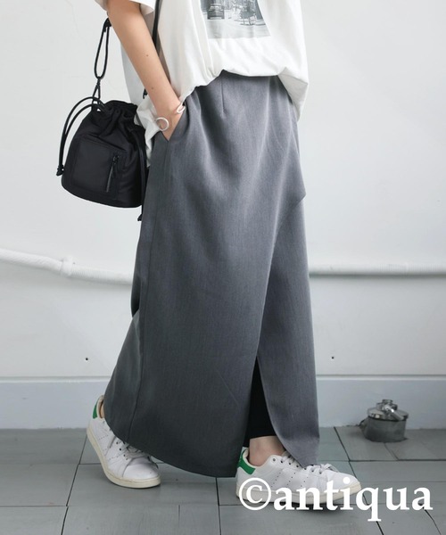 antiqua(アンティカ)の「スリットデザインスカート(スカート・レディース・グレー/ブラック・ONESIZE)」の9枚目の写真