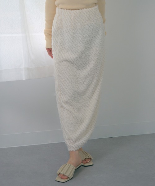 MAGASIN DE MODE Chou Chou(マガジンデモードシュシュ)の「【MAGASIN DE MODE Chou Chou】シアー ミニフリンジジャガード タイトスカート XNN(スカート・レディース・アイボリー/ブルー・FREE)」の11枚目の写真