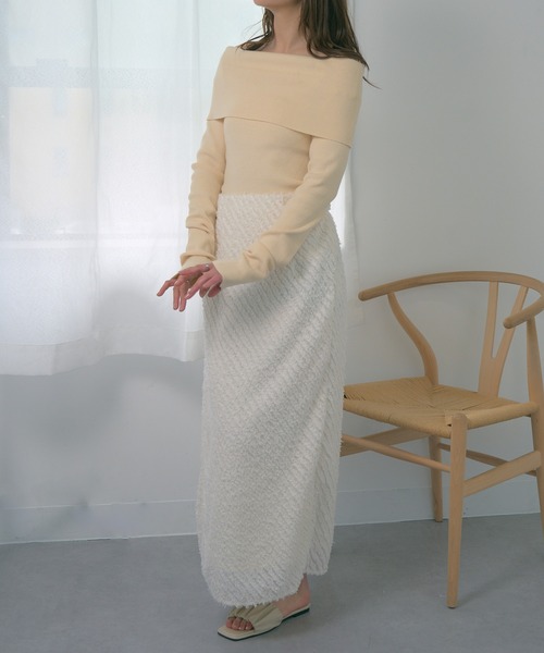 MAGASIN DE MODE Chou Chou(マガジンデモードシュシュ)の「【MAGASIN DE MODE Chou Chou】シアー ミニフリンジジャガード タイトスカート XNN(スカート・レディース・アイボリー/ブルー・FREE)」の14枚目の写真