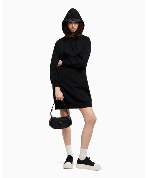ARMANI EXCHANGE（アルマーニエクスチェンジ）の「【A|X アルマーニ エクスチェンジ】ロゴテープ フーデッドスウェットワンピース（ワンピース・レディース・ブラック・LARGE/MEDIUM/X-SMALL/SMALL）」の2枚目の写真