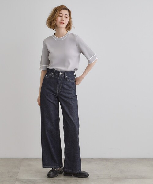 grove（グローブ）の「【ひんやり多機能】やわらかドライタッチワイドスリーブプルオーバー（ニット/セーター・レディース・ホワイト系5/ブラック系4/ライトイエロー系/ネイビー/ホワイト系7/ライトグレー系4・02/03/04/05/01）」の14枚目の写真