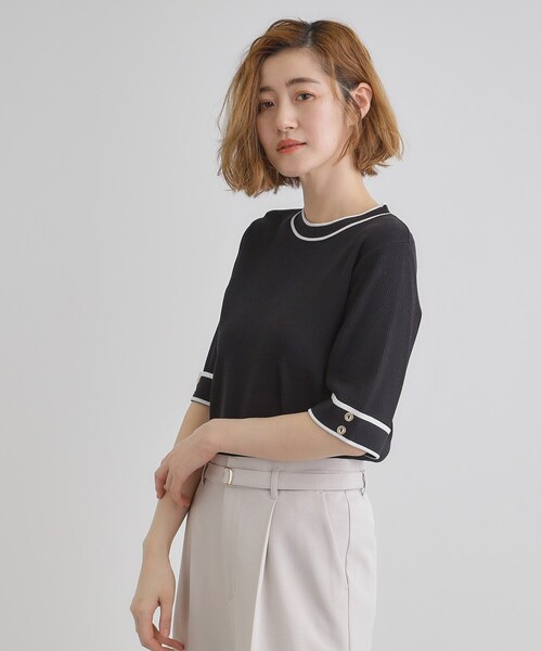 grove（グローブ）の「【ひんやり多機能】やわらかドライタッチワイドスリーブプルオーバー（ニット/セーター・レディース・ホワイト系5/ブラック系4/ライトイエロー系/ネイビー/ホワイト系7/ライトグレー系4・02/03/04/05/01）」の17枚目の写真