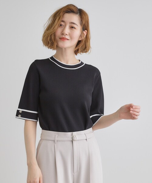 grove（グローブ）の「【ひんやり多機能】やわらかドライタッチワイドスリーブプルオーバー（ニット/セーター・レディース・ホワイト系5/ブラック系4/ライトイエロー系/ネイビー/ホワイト系7/ライトグレー系4・02/03/04/05/01）」の18枚目の写真