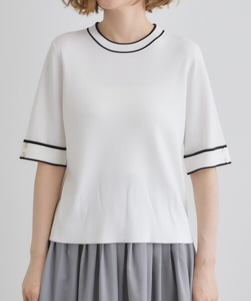 grove（グローブ）の「【ひんやり多機能】やわらかドライタッチワイドスリーブプルオーバー（ニット/セーター・レディース・ホワイト系5/ブラック系4/ライトイエロー系/ネイビー/ホワイト系7/ライトグレー系4・02/03/04/05/01）」の21枚目の写真