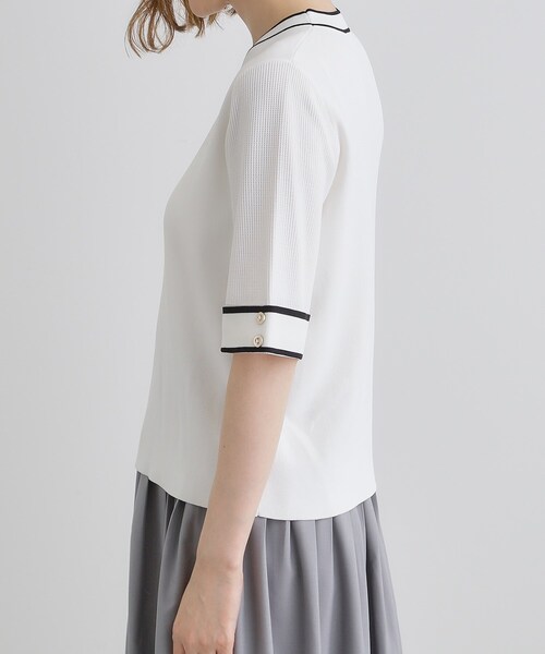 grove（グローブ）の「【ひんやり多機能】やわらかドライタッチワイドスリーブプルオーバー（ニット/セーター・レディース・ホワイト系5/ブラック系4/ライトイエロー系/ネイビー/ホワイト系7/ライトグレー系4・02/03/04/05/01）」の22枚目の写真