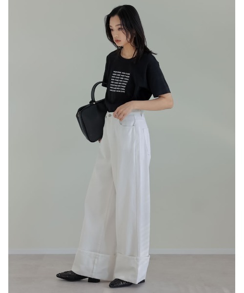 Re:EDIT（リエディ）の「[2025 SUMMER COLLECTION][UVカット][接触冷感][紫外線対策]MON CHERIロゴTシャツ（Tシャツ/カットソー・レディース・ホワイト×レッド/ホワイト×ブラック/ホワイト×シルバー/ブラック×ホワイト・MEDIUM/LARGE）」の20枚目の写真