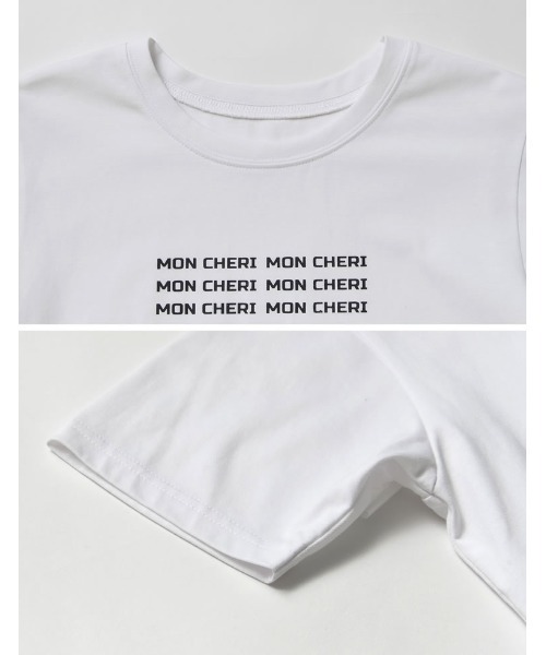 Re:EDIT（リエディ）の「[2025 SUMMER COLLECTION][UVカット][接触冷感][紫外線対策]MON CHERIロゴTシャツ（Tシャツ/カットソー・レディース・ホワイト×レッド/ホワイト×ブラック/ホワイト×シルバー/ブラック×ホワイト・MEDIUM/LARGE）」の19枚目の写真