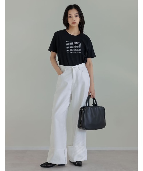 Re:EDIT（リエディ）の「[2025 SUMMER COLLECTION][UVカット][接触冷感][紫外線対策]MON CHERIロゴTシャツ（Tシャツ/カットソー・レディース・ホワイト×レッド/ホワイト×ブラック/ホワイト×シルバー/ブラック×ホワイト・MEDIUM/LARGE）」の21枚目の写真