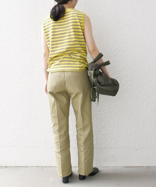 SHIPS any（シップス エニィ）の「SHIPS any:〈洗濯機可能〉パイル ボーダー ノースリーブ TEE（タンクトップ・レディース・ブルー/グリーン/イエロー・ONE SIZE）」の5枚目の写真