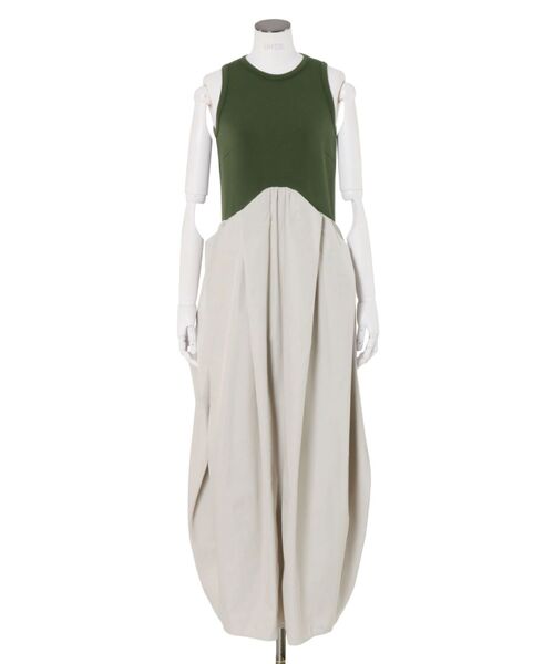   アシメトリック スリーブレス ワンピース UN3D. ワンピース CURVE LINE TUCK SLEEVELESS OP / カーブ