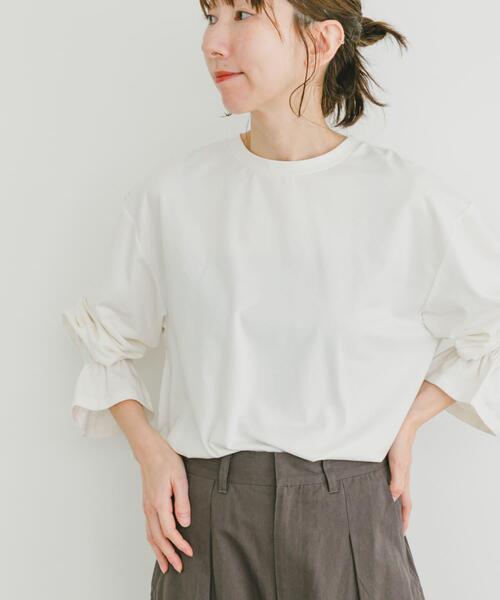 ITEMS URBANRESEARCH（アイテムズ アーバンリサーチ）の「フハクライクソデギャザープルオーバー（Tシャツ/カットソー・レディース・オフホワイト/ブラック/ストライプ・FREE）」の19枚目の写真