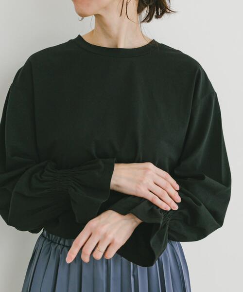 ITEMS URBANRESEARCH（アイテムズ アーバンリサーチ）の「フハクライクソデギャザープルオーバー（Tシャツ/カットソー・レディース・オフホワイト/ブラック/ストライプ・FREE）」の10枚目の写真