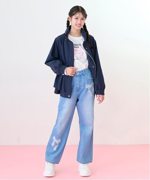 【タグなし新品未使用】メゾピアノ 美脚ルーズストレートデニムパンツ 160 タグなし新品未使用】メゾピアノ 美脚ルーズストレートデニム