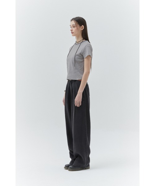 KIRSH（キルシー）の「KIRSH PLAIN CHERRY SEMI CROP T-SHIRT キルシー　プレーン チェリー セミ クロップ丈 Tシャツ（Tシャツ/カットソー・レディース・ホワイト/ダークネイビー/グレー・ONE SIZE）」の8枚目の写真