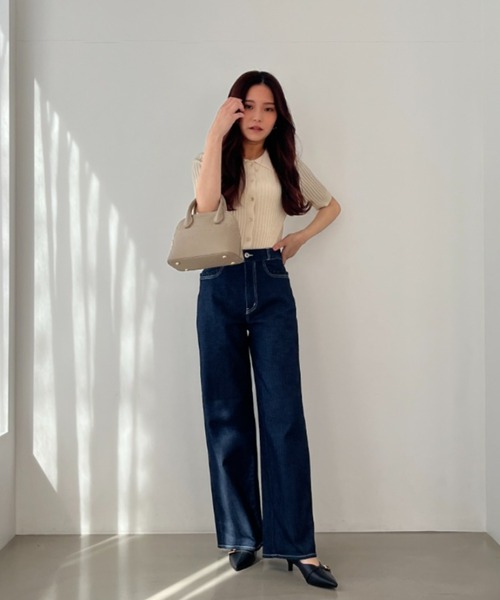 MISCH MASCH（ミッシュマッシュ）の「WEB限定 衿付きフロント釦リブニット（ニット/セーター・レディース・ベージュ/ピンク/ブラック・ﾌﾘ-）」の21枚目の写真