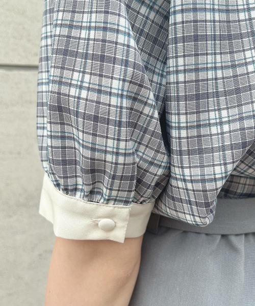 F i.n.t（フィント）の「マーガレット刺繍タイ付きチェックシャツ/ fint　フィント（シャツ/ブラウス・レディース・ネイビー×ホワイト/ベージュ・FREE）」の22枚目の写真