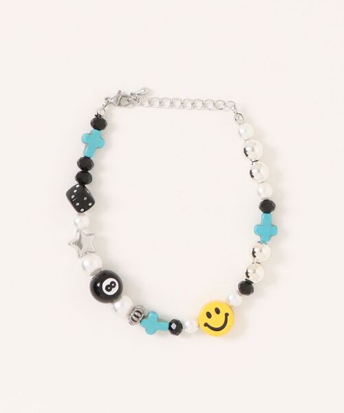 SMILEY FACE(スマイリーフェイス)の「SMILEY FACE(スマイリーフェイス)ハンドメイド シルバー×スマイルビーズブレスレット メンズ レディース ユニセックス(ブレスレット・メンズ・ブラック系その他/ブルー系その他/レッド系その他・FREE)」の9枚目の写真