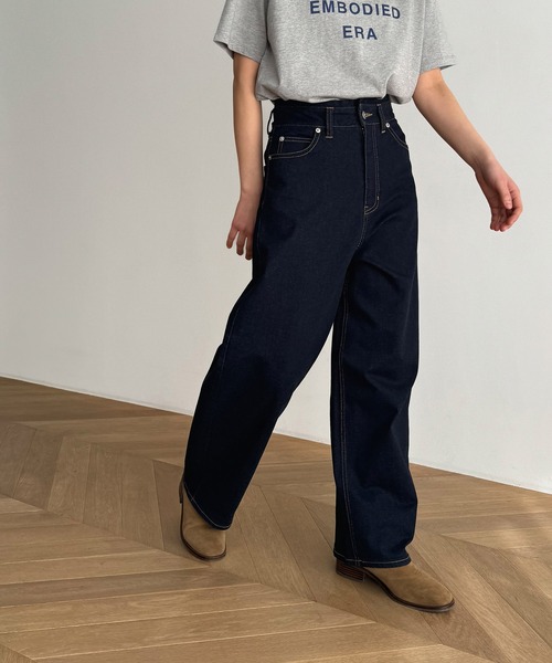 CANAL JEAN(キャナルジーン)の「ハイウエストワイドカーブデニム(デニムパンツ・レディース・ネイビー・マルチサイズ)」の10枚目の写真