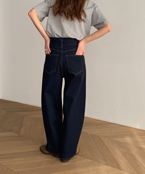 CANAL JEAN(キャナルジーン)の「ハイウエストワイドカーブデニム(デニムパンツ・レディース・ネイビー・マルチサイズ)」の16枚目の写真