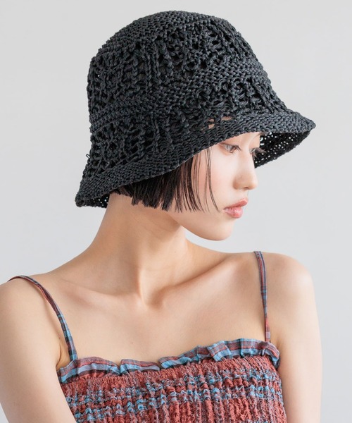 LOWRYS FARM（ローリーズファーム）の「クロシェサーモＨＡＴ　 260061（ハット・レディース・ホワイト/ブラック/ブルー・FREE）」の3枚目の写真