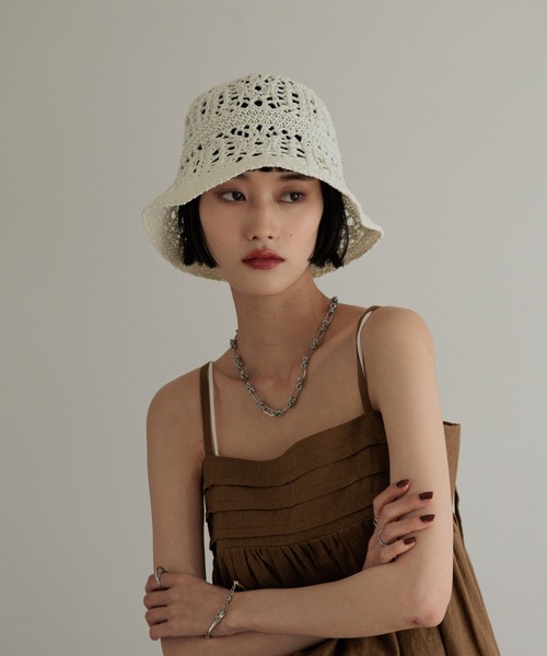 LOWRYS FARM（ローリーズファーム）の「クロシェサーモＨＡＴ　 260061（ハット・レディース・ホワイト/ブラック/ブルー・FREE）」の16枚目の写真