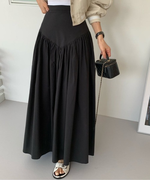 AMAJI（アマジ）の「ギンガムチェックギャザーロングスカート（スカート・レディース・ブラック/ホワイト/チェック・FREE）」の5枚目の写真