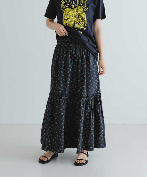 GANNI（ガニー）の「GANNI　Printed Cotton Smock Skirt（スカート・レディース・ブラック系その他・36）」の5枚目の写真