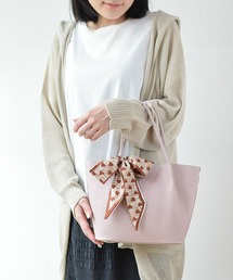 【BarcosBlue/バルコスブルー】リボン付きフェイクレザー2wayハンドバッグ