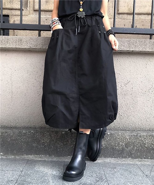 blackdia ocean(ブラックダイヤオーシャン)の「blackdia ocean ミディアム丈コクーンスカート(スカート・レディース・ブラック・MEDIUM/LARGE)」の1枚目の写真