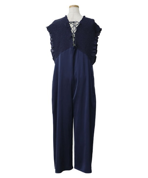 オケージョン/結婚式】シャーリングデザインオールインワン