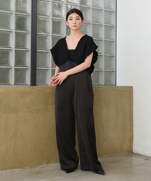 オケージョン、結婚式、オールインワン オケージョン/結婚式】シャーリングデザインオールインワン