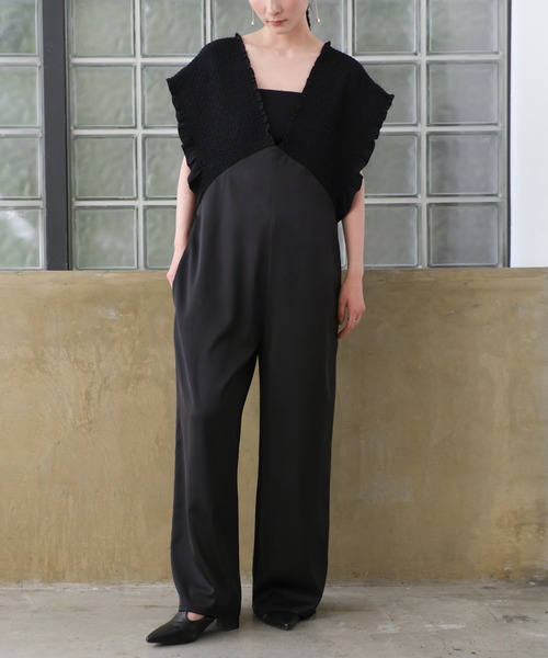 select MOCA（セレクトモカ）の「【オケージョン/結婚式】シャーリングデザインオールインワン（パンツドレス・レディース・ネイビー/ブラック・FREE）」の14枚目の写真