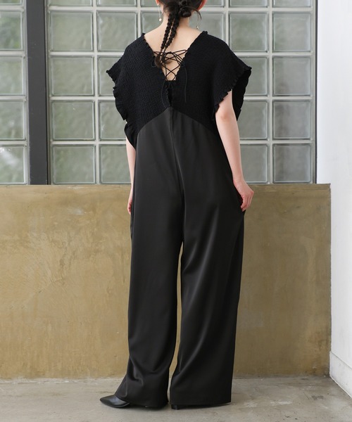 オケージョン/結婚式】シャーリングデザインオールインワン（パンツ