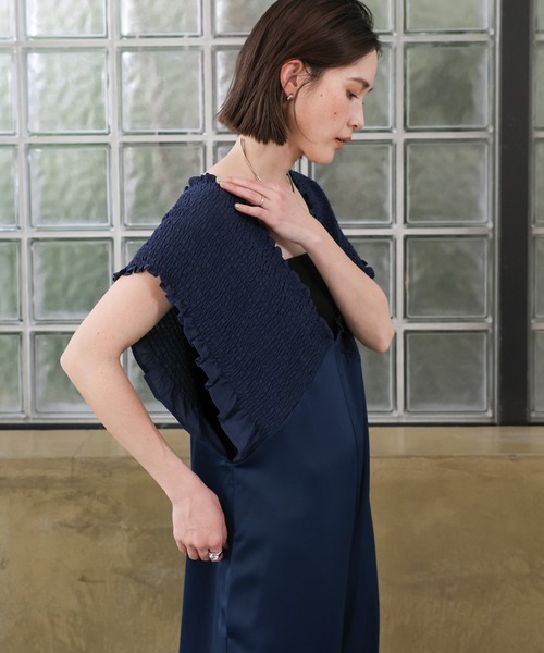 select MOCA（セレクトモカ）の「【オケージョン/結婚式】シャーリングデザインオールインワン（パンツドレス・レディース・ネイビー/ブラック・FREE）」の21枚目の写真