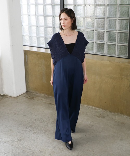 オケージョン/結婚式】シャーリングデザインオールインワン（パンツ