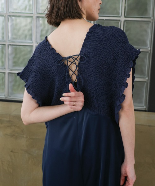 select MOCA（セレクトモカ）の「【オケージョン/結婚式】シャーリングデザインオールインワン（パンツドレス・レディース・ネイビー/ブラック・FREE）」の17枚目の写真